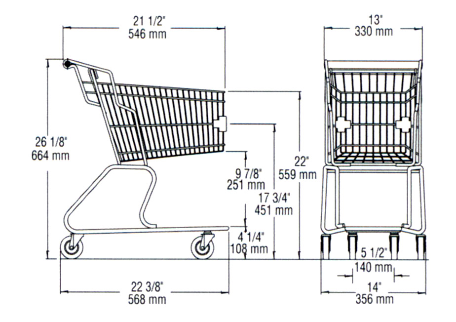 dimension shopping cart ms002