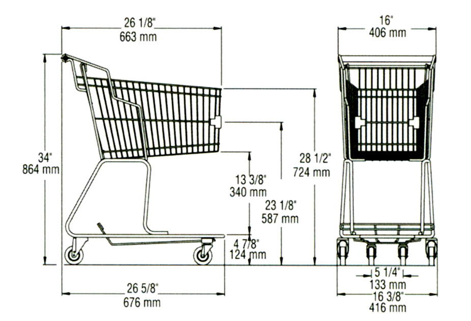 dimension shopping cart ms003