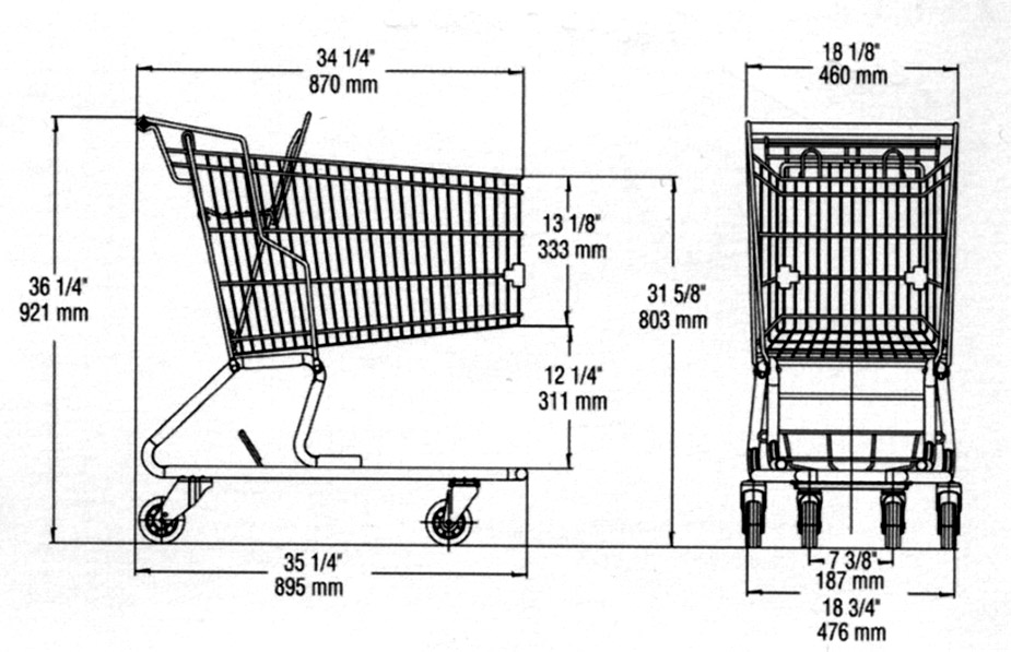 dimension shopping cart ms004