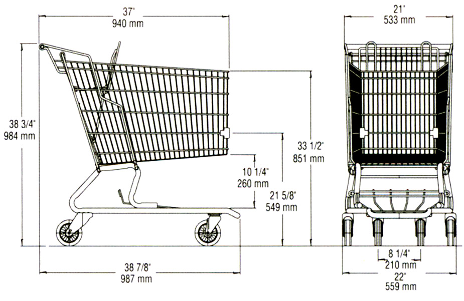 dimension shopping cart ms112