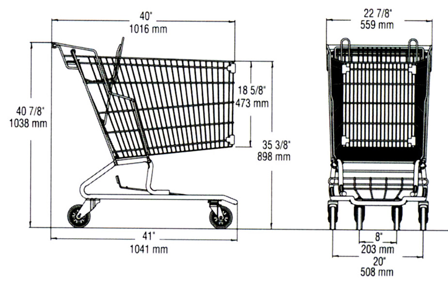 dimension shopping cart ms114
