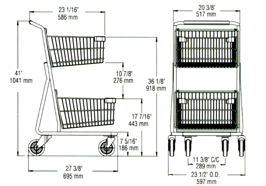 dimension shopping cart ms326-2