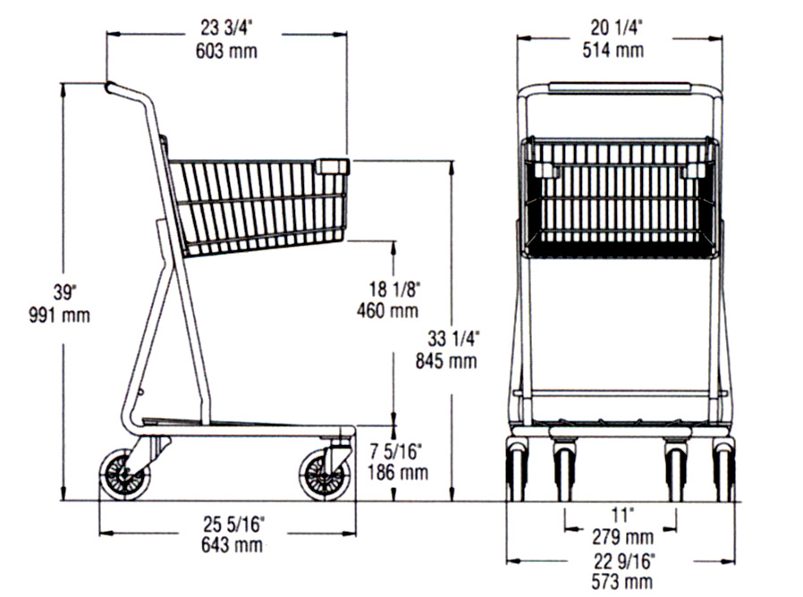 dimension shopping cart ms326