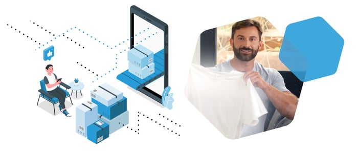 austin blair laundry sauce co-founder holding shirt