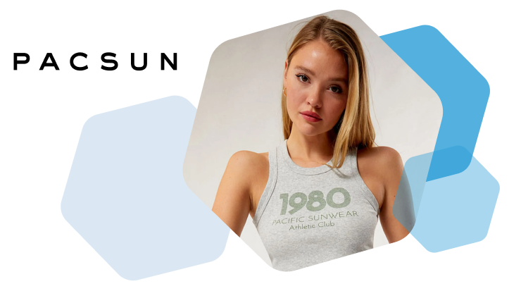 Pacsun logo and model wearing clothing brand shirt