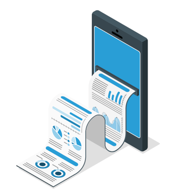mobile device with inventory management reports coming out or screen
